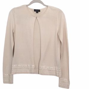 NWOT Tahari silk cotton cream with lace cardigan